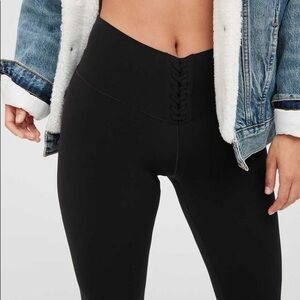 AERIE Black Tie Detail High-Waist Lace-up Leggings Pants Loungewear Activewear M
